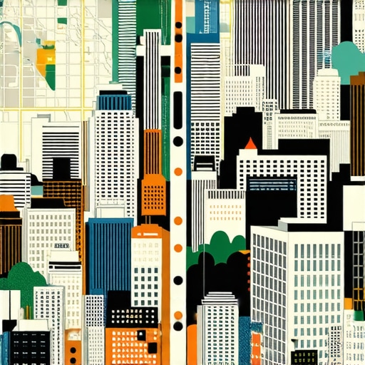 Cityscape of Oakland highlighting local businesses with map icons