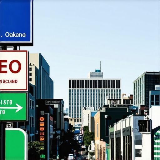 Cityscape of Oakland highlighting local businesses and SEO influence.