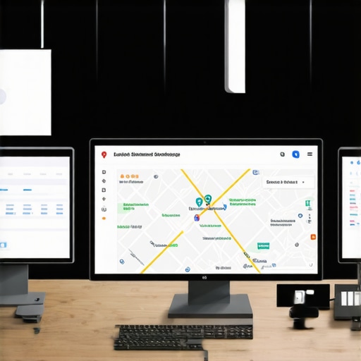 A person analyzing local SEO data on multiple monitors, emphasizing Oakland map rankings