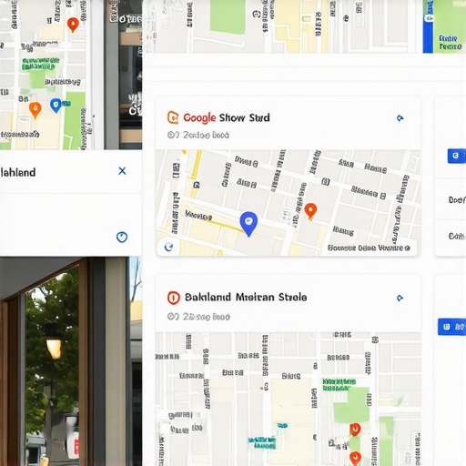 Map of Oakland with local business listings and Google Maps interface