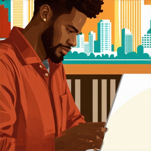 Oakland business owner working on Google My Business profile with city landmarks