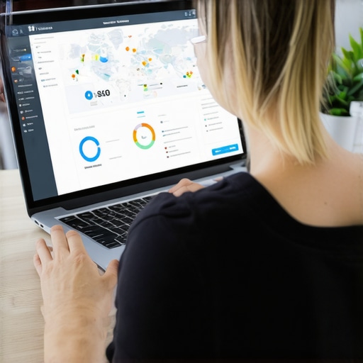 Person analyzing local SEO metrics and Google Maps data on laptop screen.