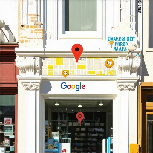 A bustling Oakland street with a small business storefront highlighted on Google Maps