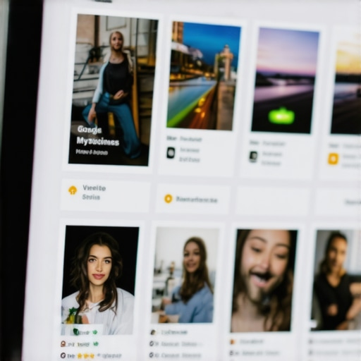 Close-up of a digital dashboard displaying verified business profile on Google Maps with photos and reviews.