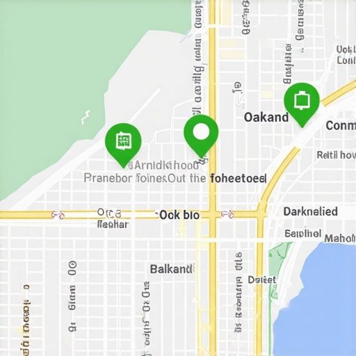 Map of Oakland neighborhoods showing local business pins and SEO best practices