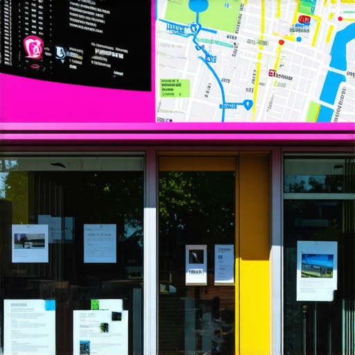 A busy Oakland shopfront with digital map overlay emphasizing local SEO