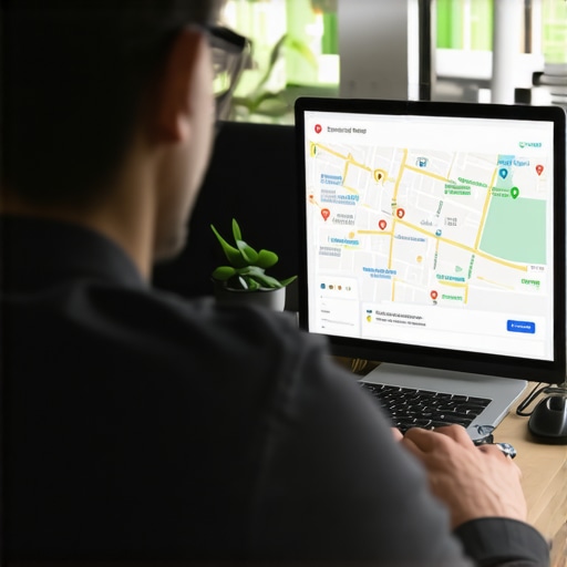 SEO Tools for Oakland Maps Optimization A person analyzing local SEO data on a computer with Oakland maps and Google Maps on the screen.