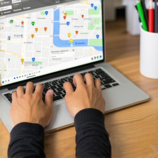 Person analyzing local SEO data for Oakland business using software tools